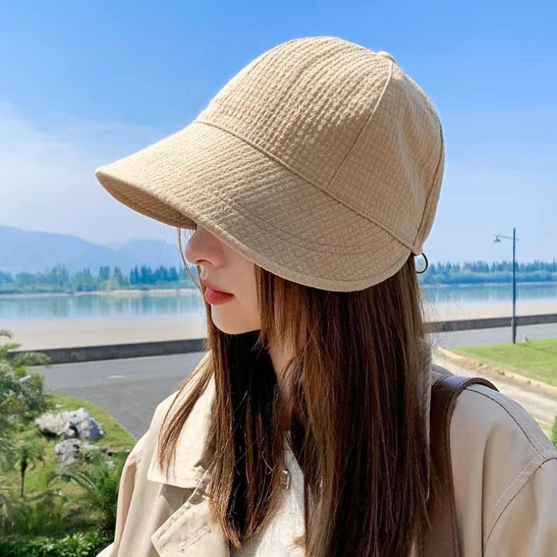 womens waffle bucket hat sun hat adjustable versatile peaked