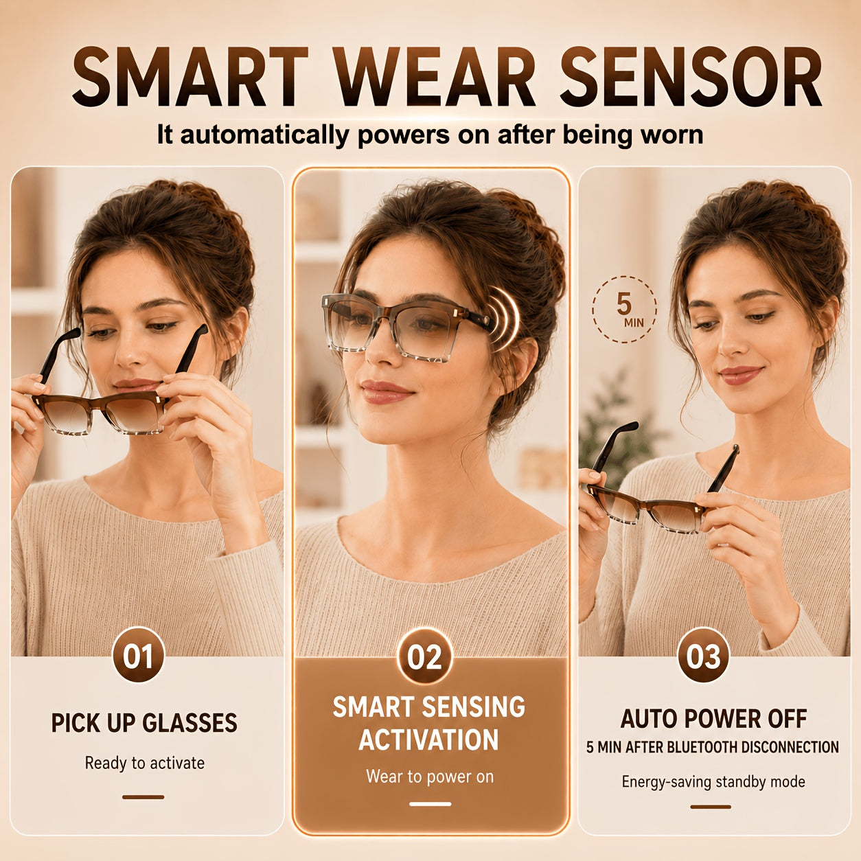 2026 new womens cat eye smart glasses bluetooth 6 0 wireless