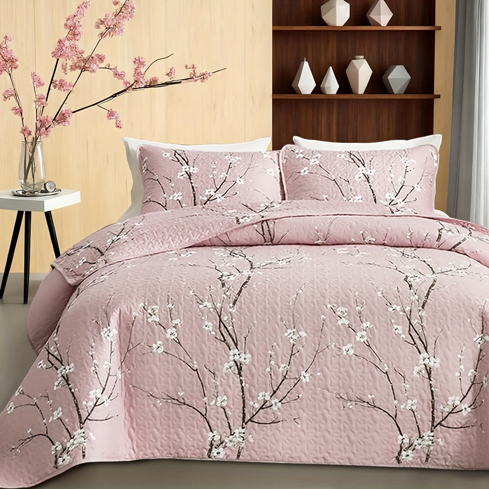 2 3pcs multicolour tree branch plum   quilted quilt