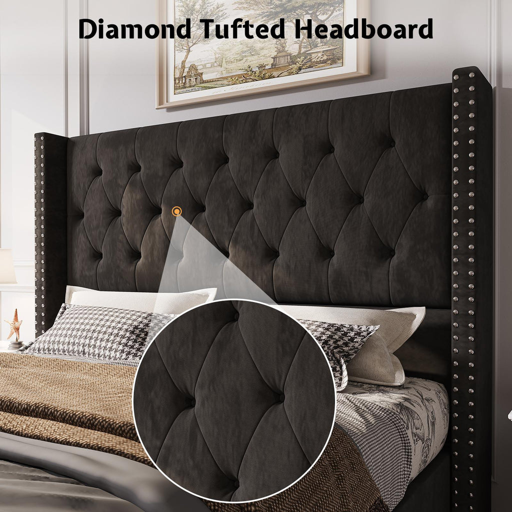 upholstered platform bed frame 50 inch velvet