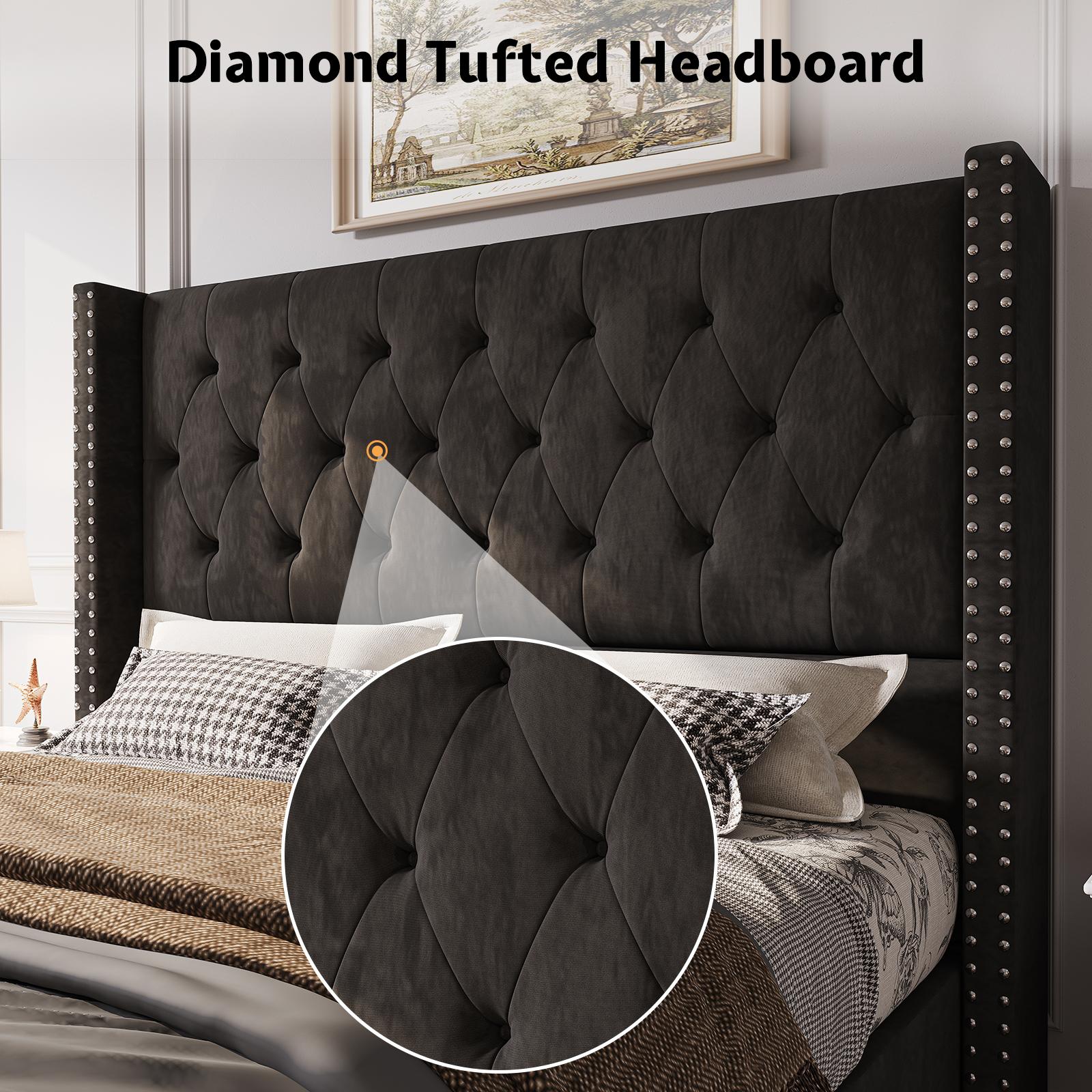 upholstered platform bed frame 50 inch velvet