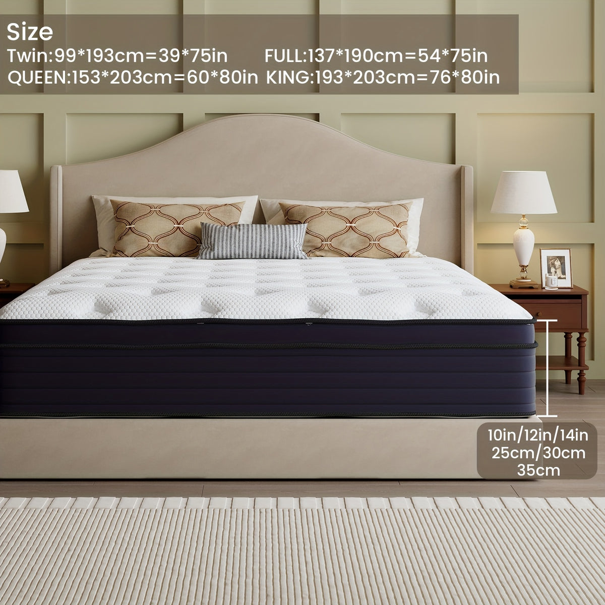 heavy duty reinforced mattress 10 12 14 inch queen size