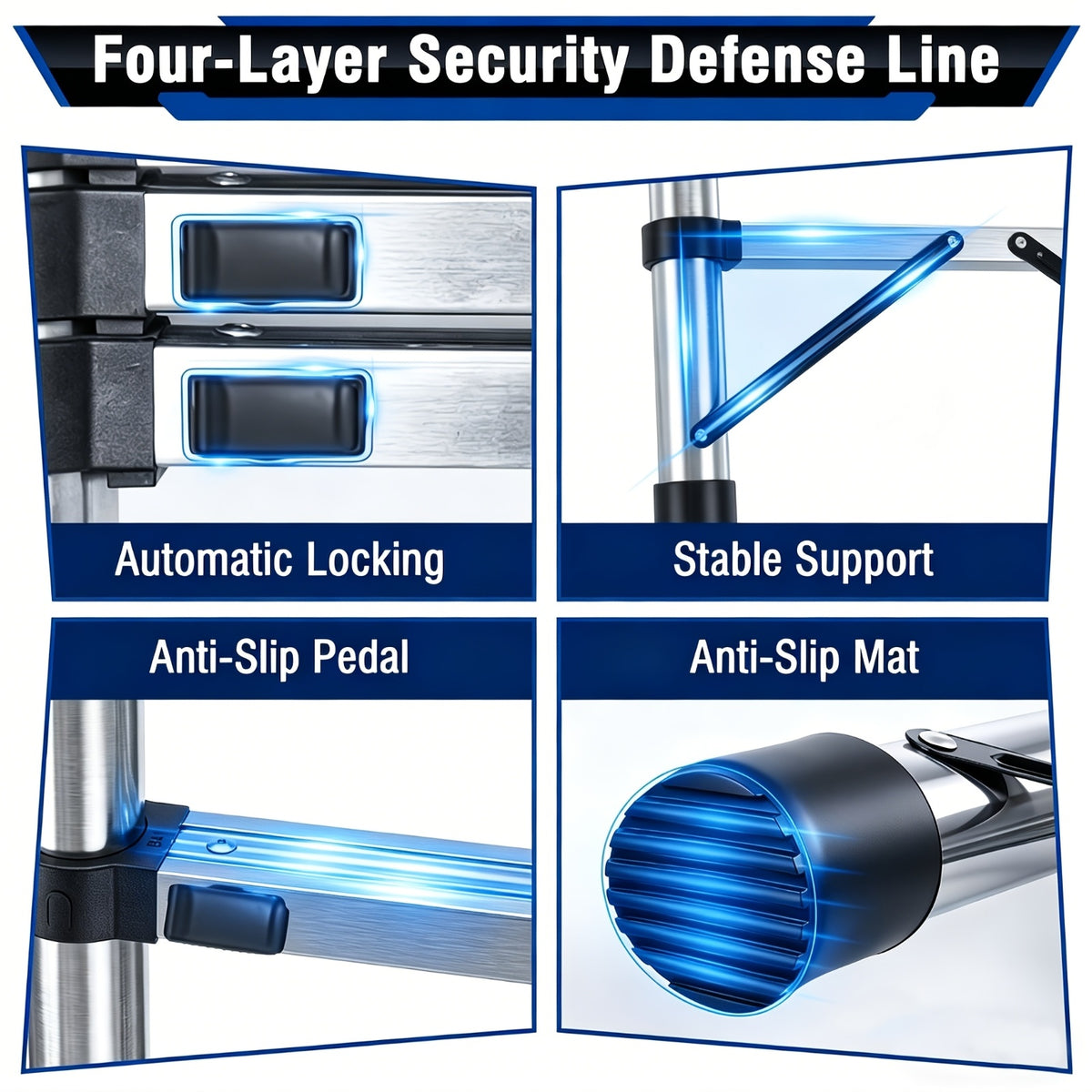 telescopic ladder lightweight extendable ladder safety lock