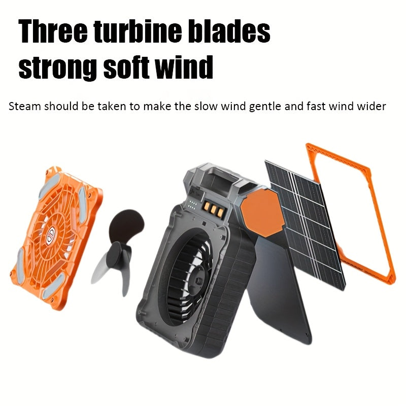 outdoor camping fan portable solar powered dual use fan led