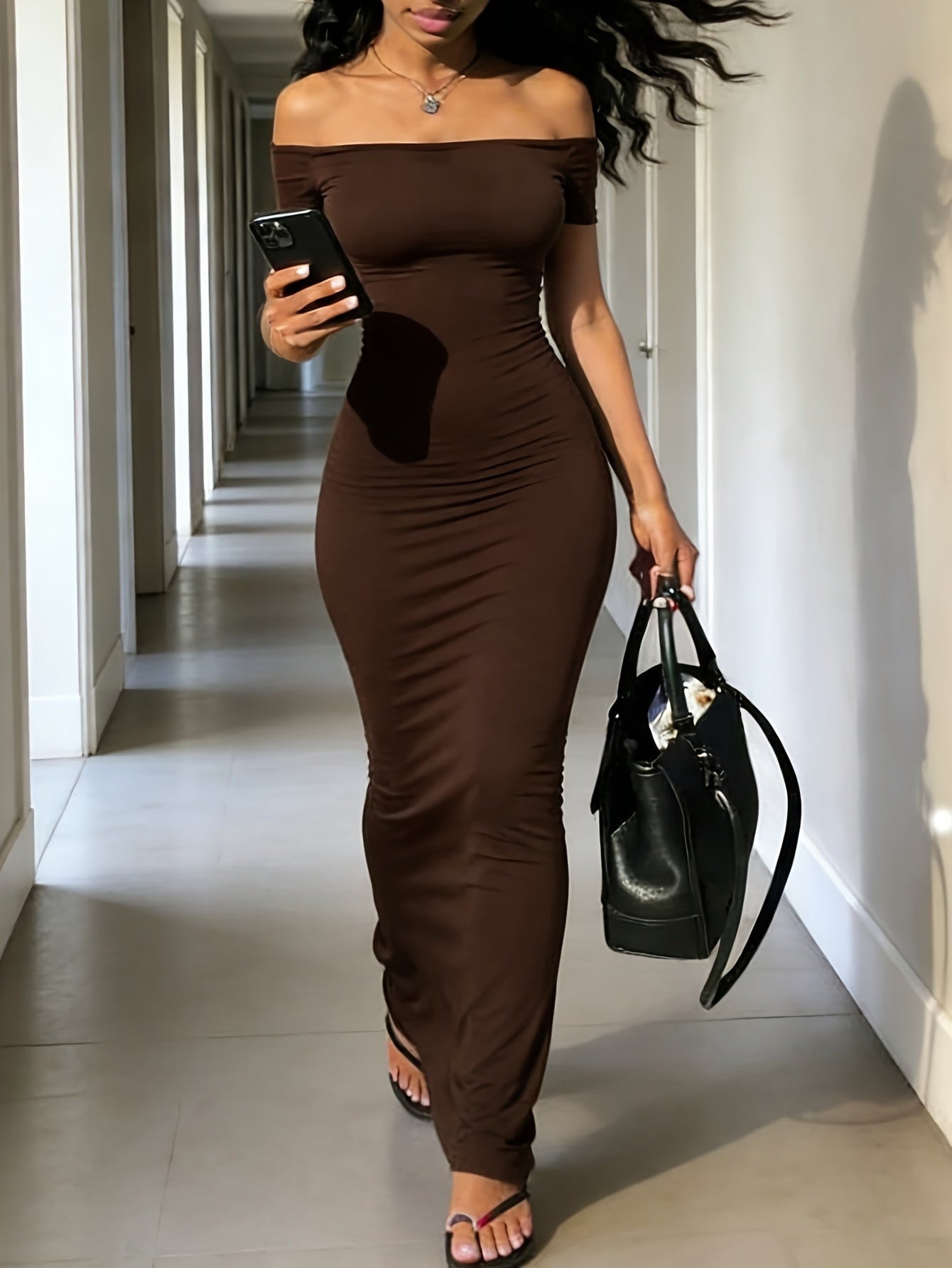 womens solid color shoulder short sleeve dress temu