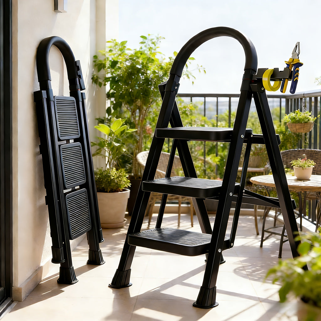 500lbs load bearing folding ladder heavy duty steel step