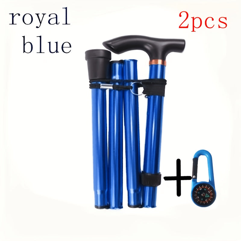 2pcs rubber pointed foldable hiking poles adjustable height