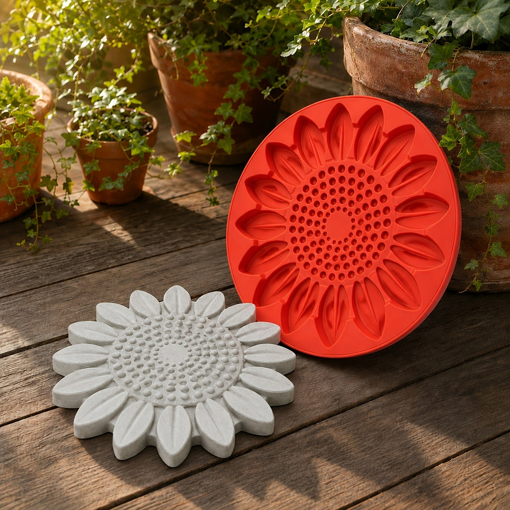 diy sunflower cement stepping stone mold reusable making