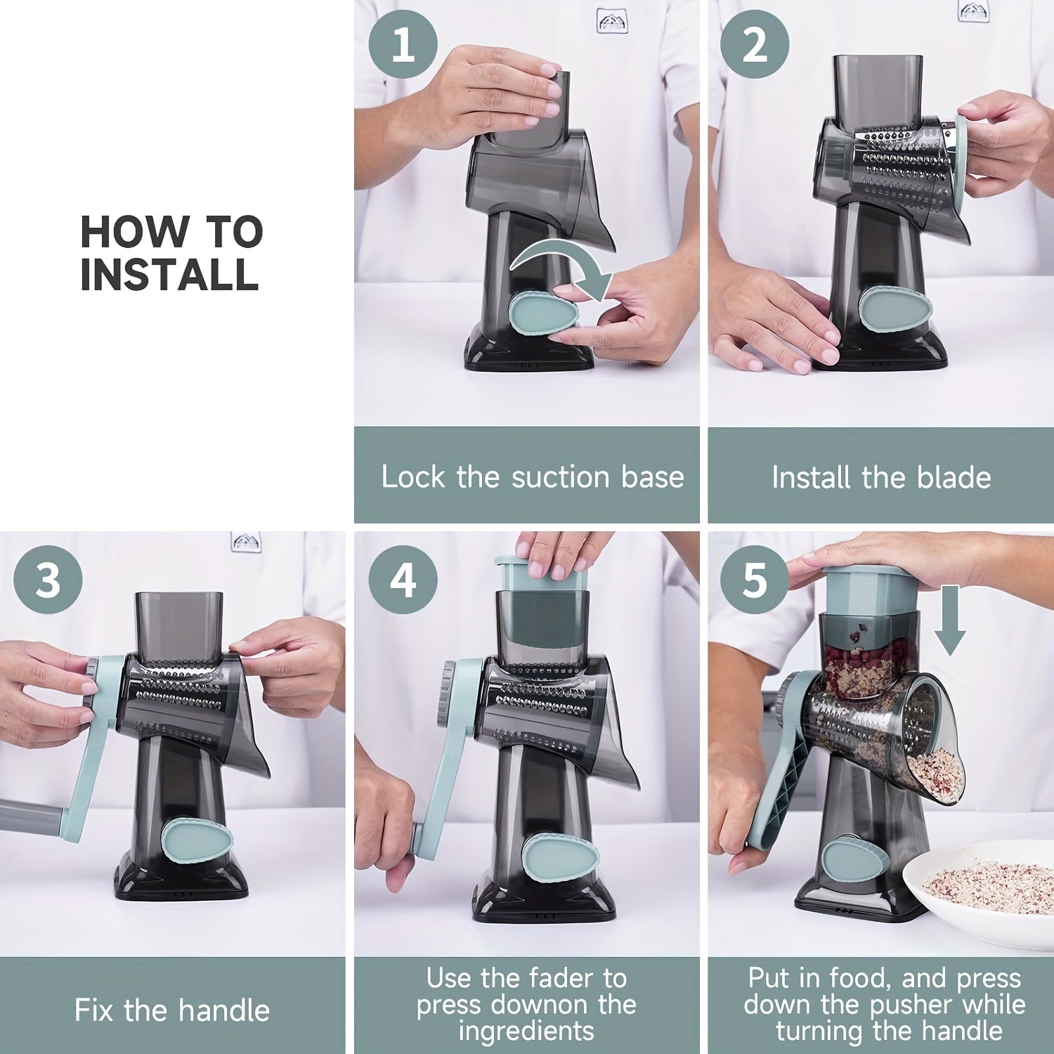 a multifunctional hand cranked vegetable cutter