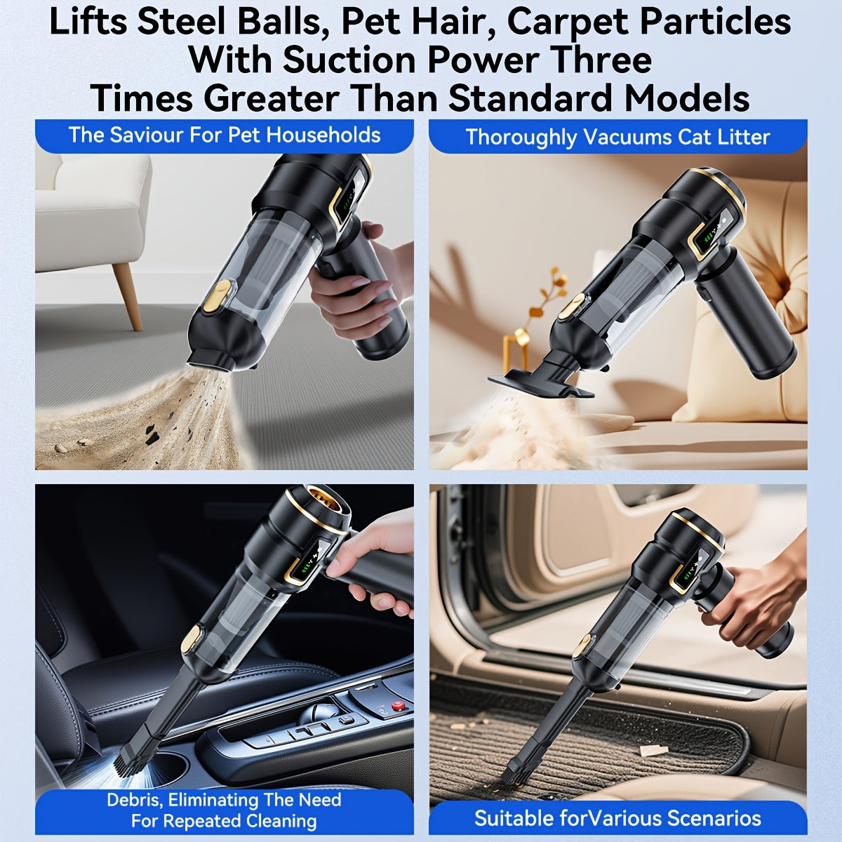 25000pa high power 9in 1wireless handheld car vacuum cleaner