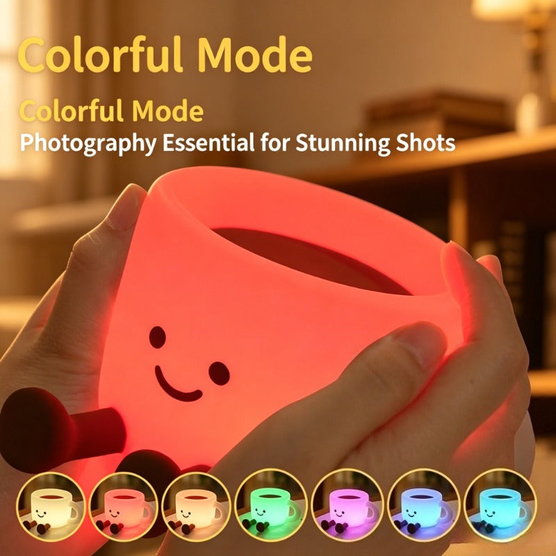 creative coffee cup tap night light multifunctional desktop