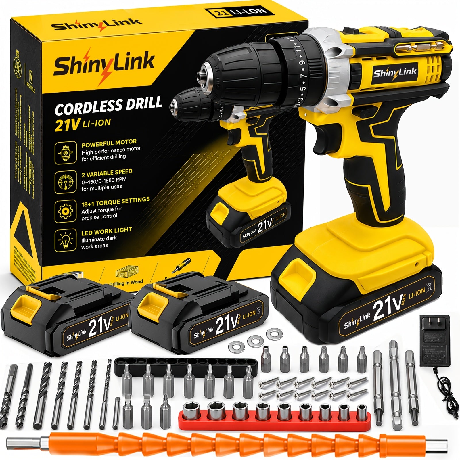 21v cordless drill set 1 18 30 32 35 136 148pcs electric