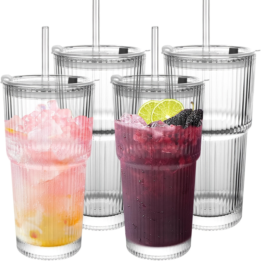 2 4pcs vintage striped glasses glasses glass straws 19 oz