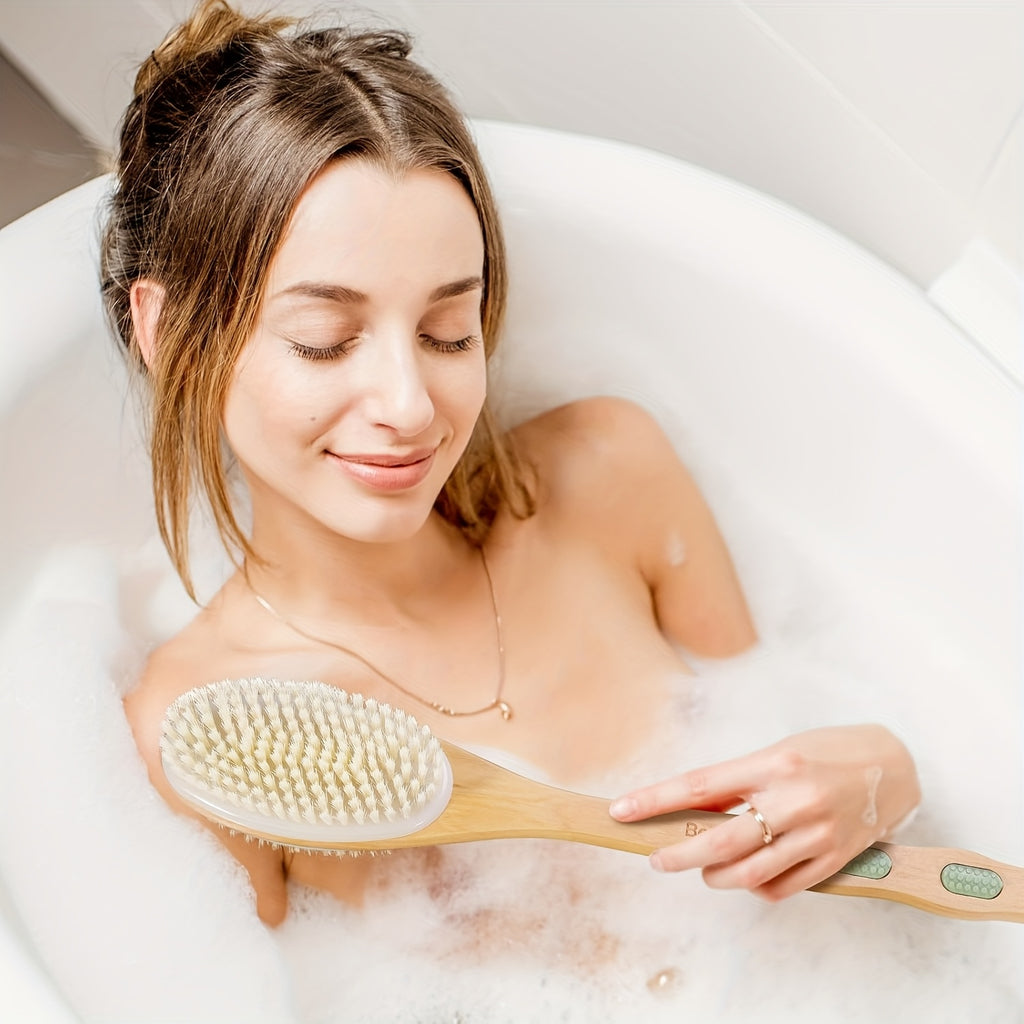dual sided body brush exfoliating mitt natural