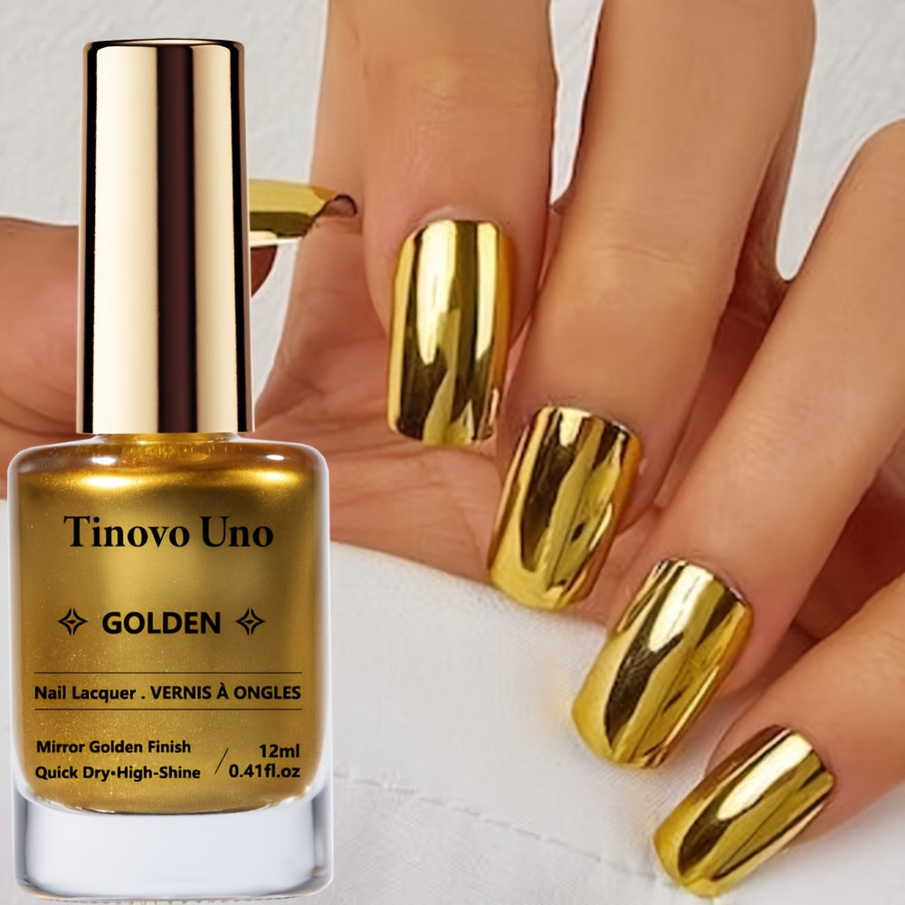 tinovo   golden metallic nail polish quick drying formula