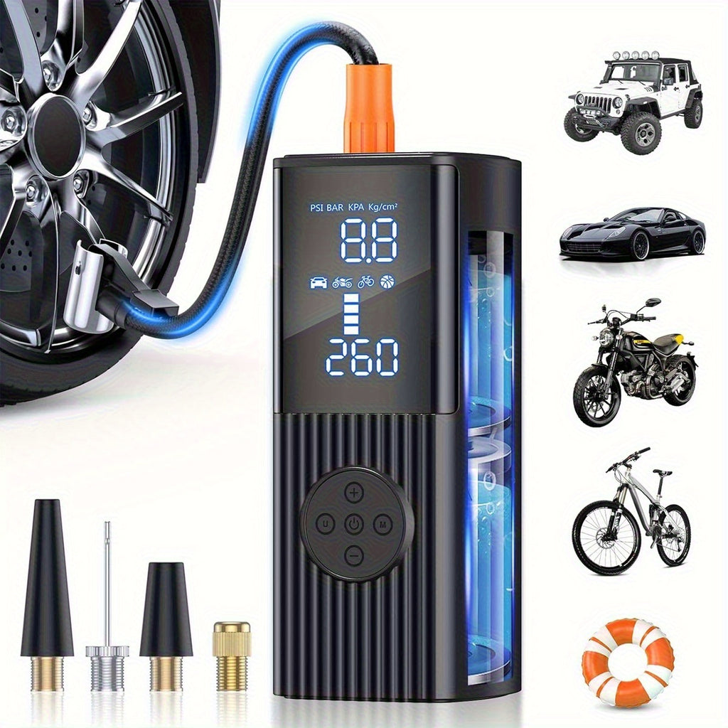 portable tire inflator digital pressure gauge car tire pump