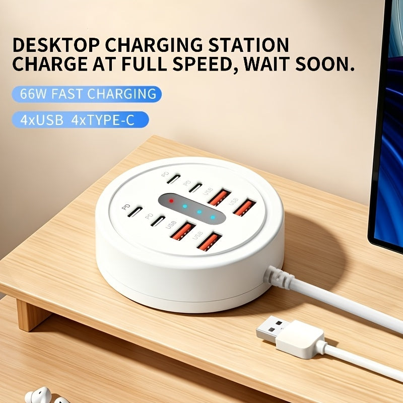 66w round usb c fast charging hub 8 in 1 model 4 type c pd 4