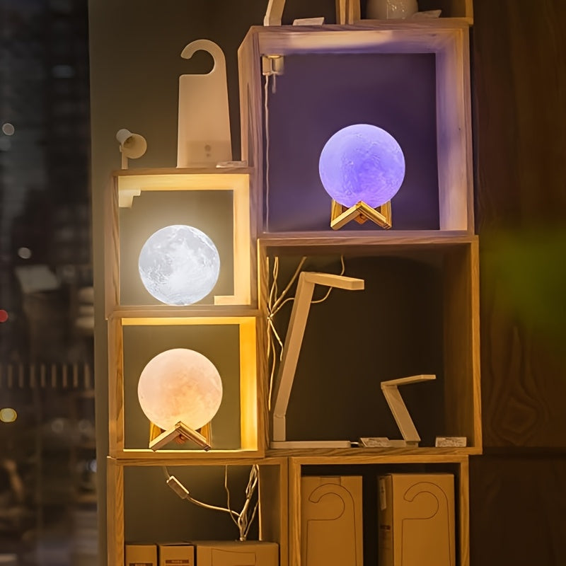 16 color rgbw   lamp remote control wooden stand 3d