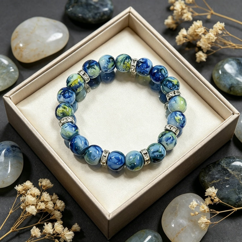 1pc vintage oil painting series beaded bracelet featuring