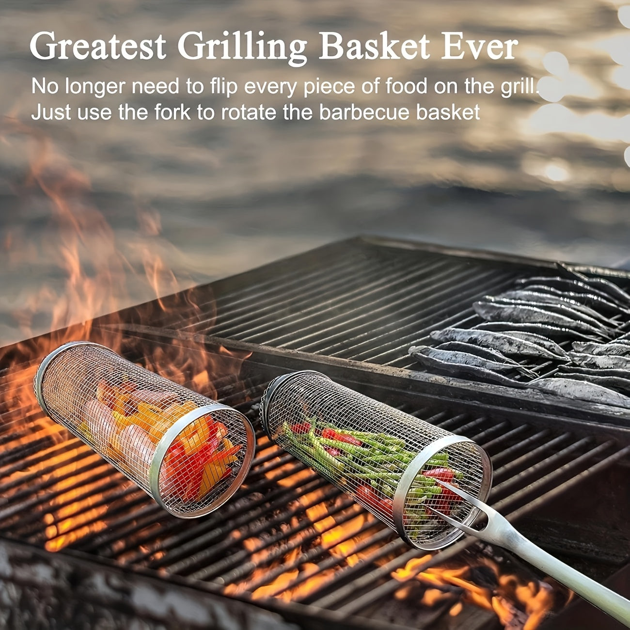 3pcs portable stainless steel bbq grill set stainless steel