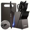 15pcs professional black coded kitchen knife set black