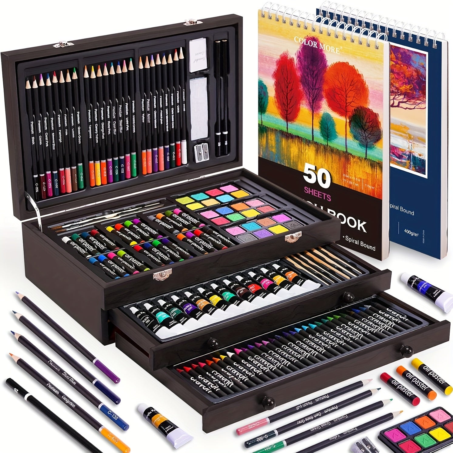 175pcs   set 2 drawing pads crayons acrylic paints