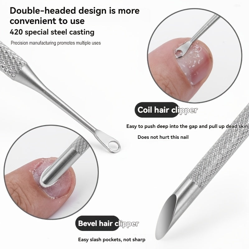 style double headed cuticle remover tool stainless