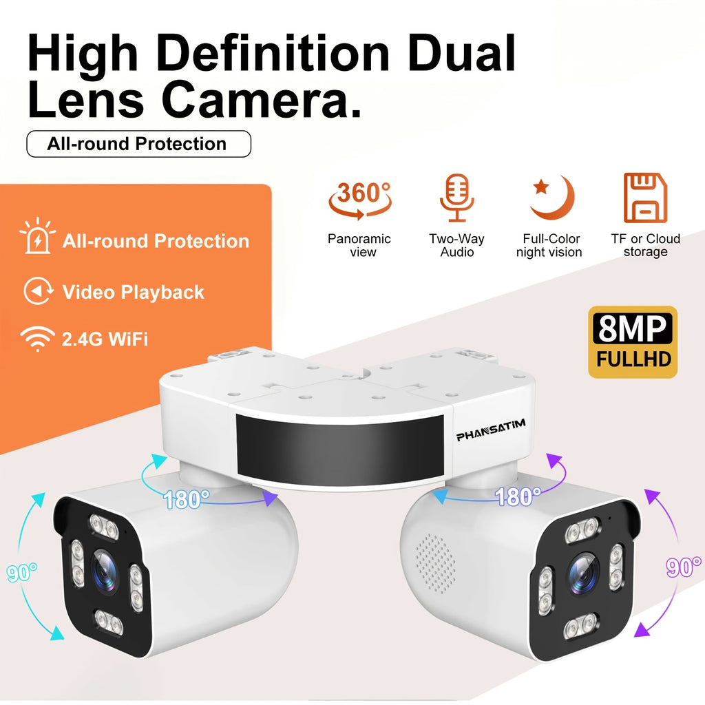phansatim 8mp smart wireless wifi security camera indoor