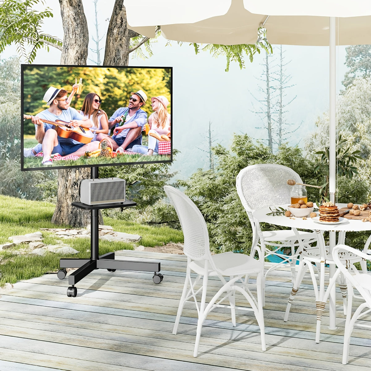 height adjustable mobile tv cart wheels 23 60 inch tvs