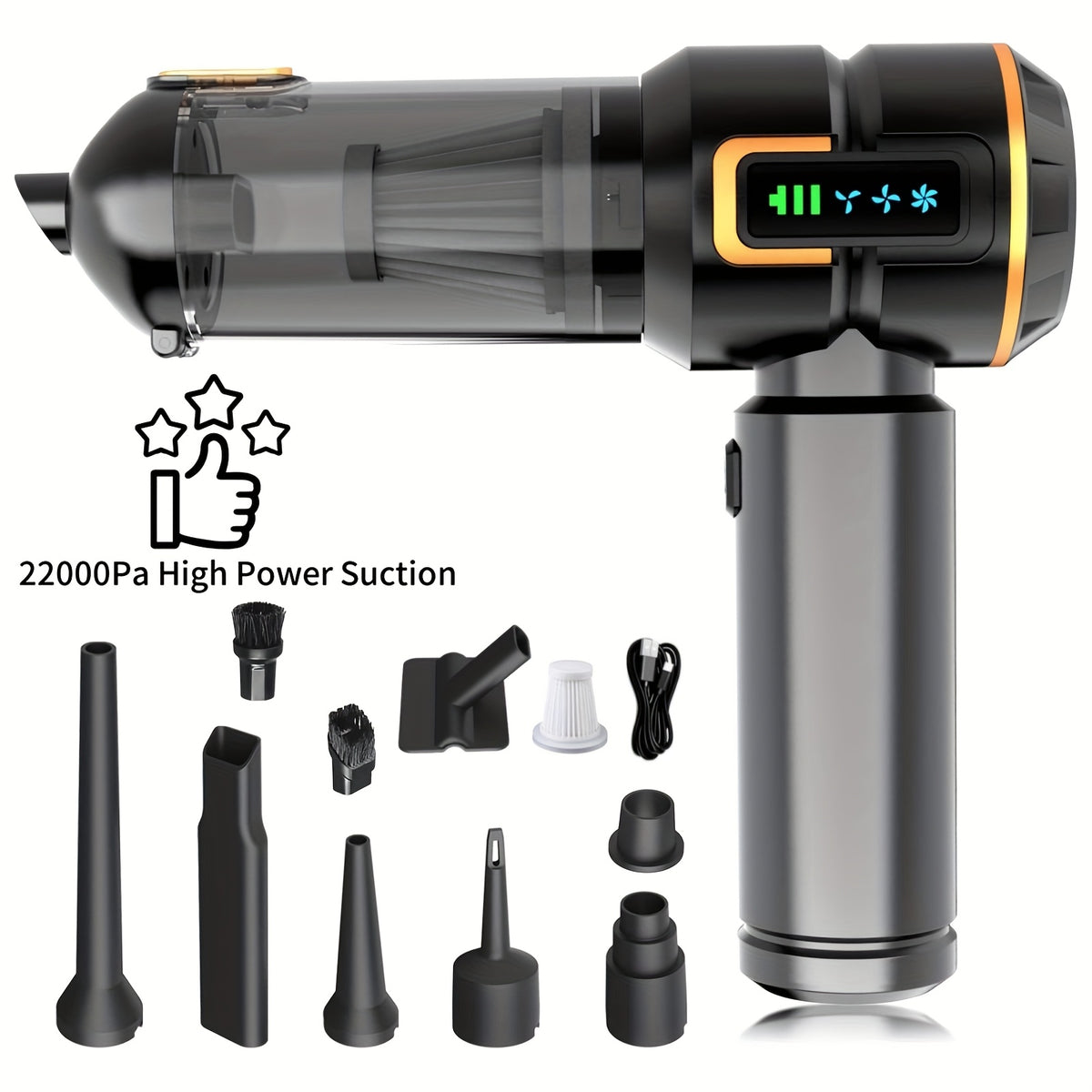 25000pa high power 9in 1wireless handheld car vacuum cleaner