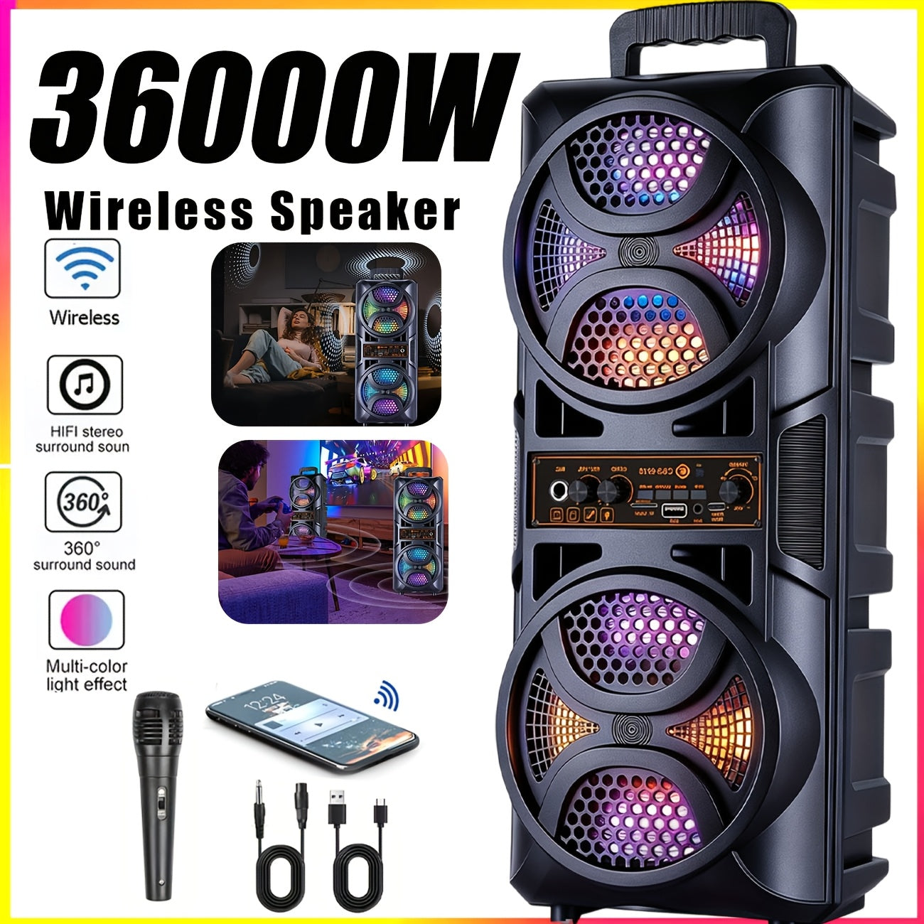 portable large speaker subwoofer microphone suitable karaoke