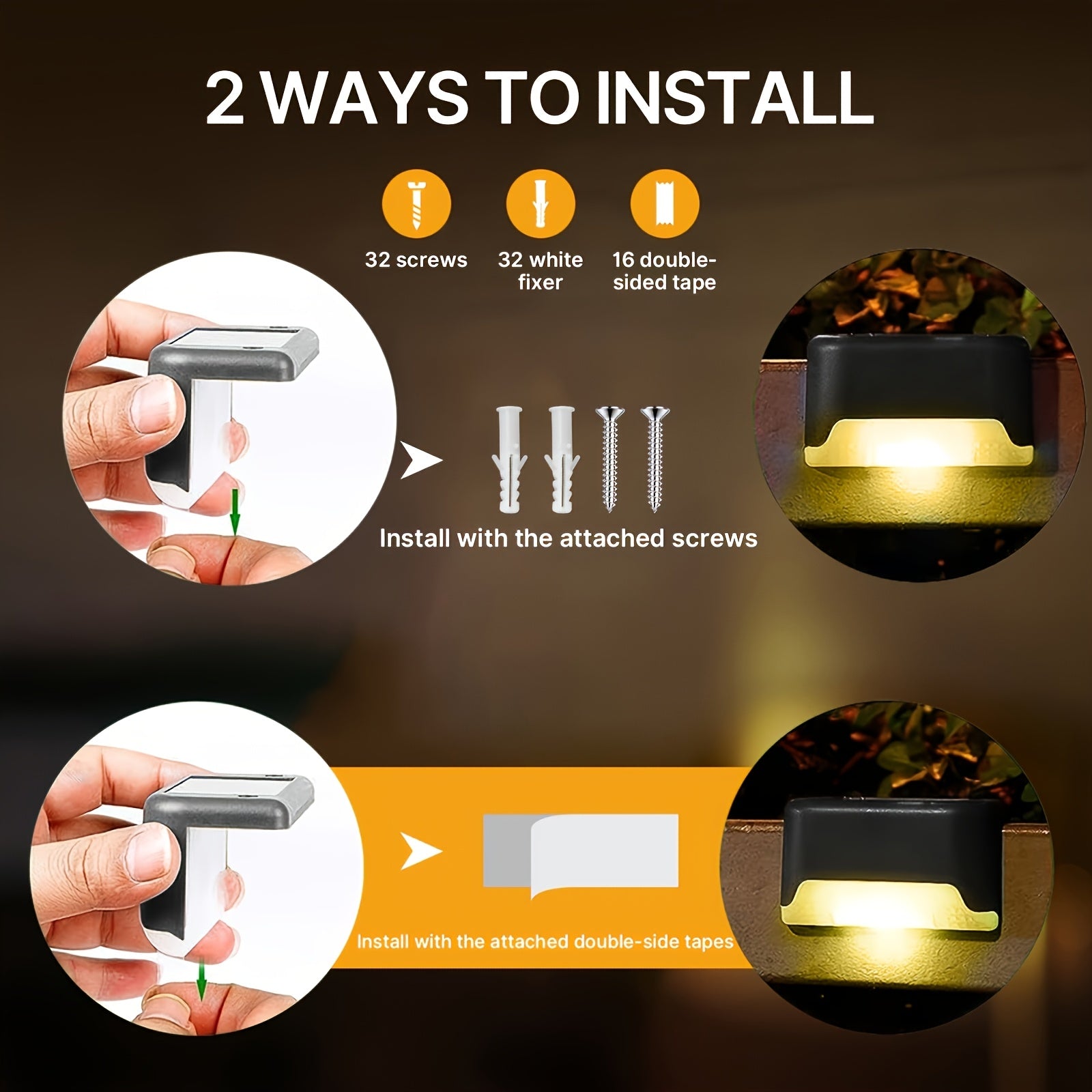 32 pack solar led deck lights auto 12hr lighting outdoor