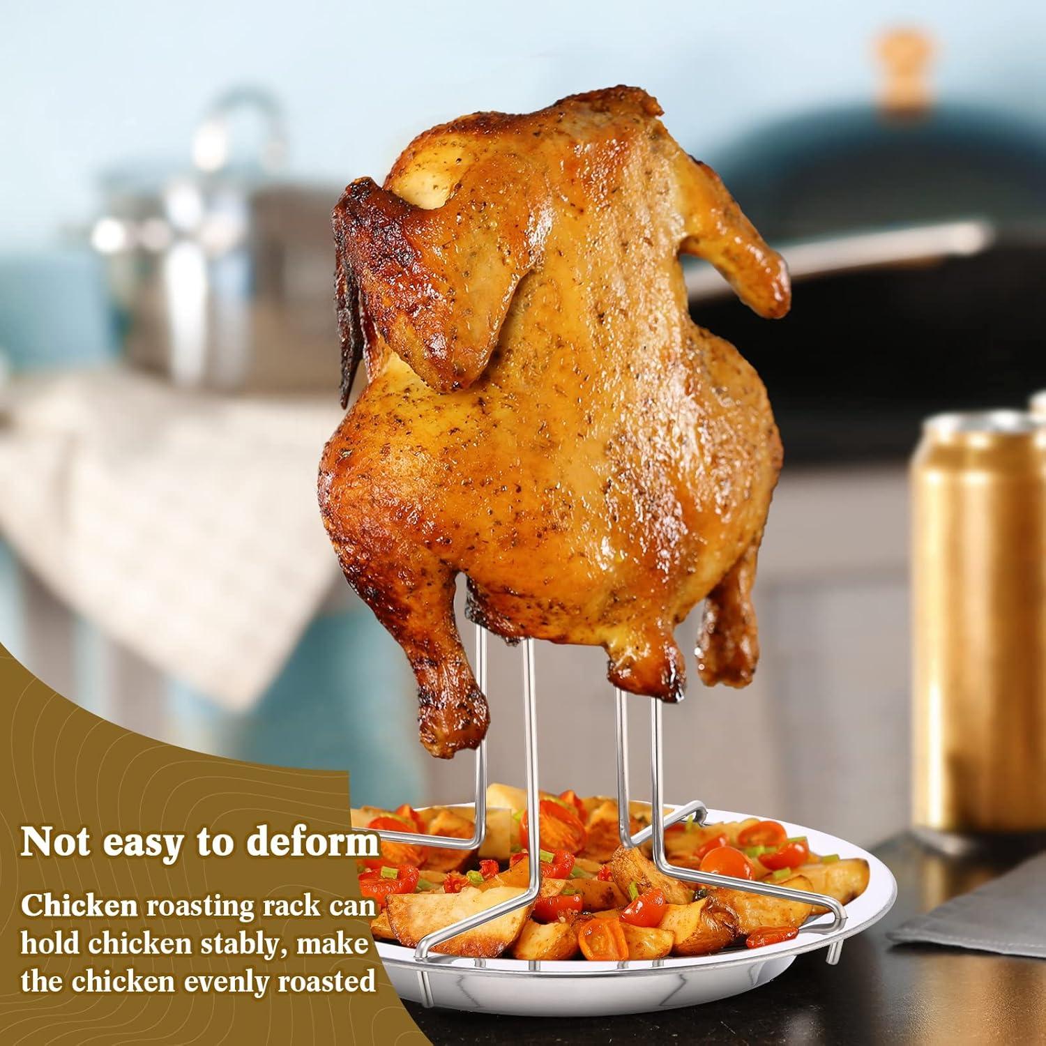1pc silver stainless steel grilled chicken rack turkey