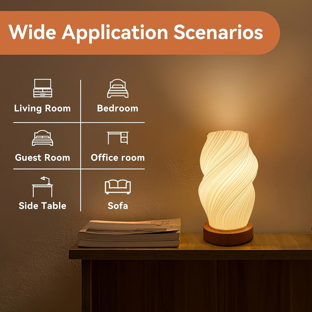 novelty 3d printed vase night light wooden base decorative