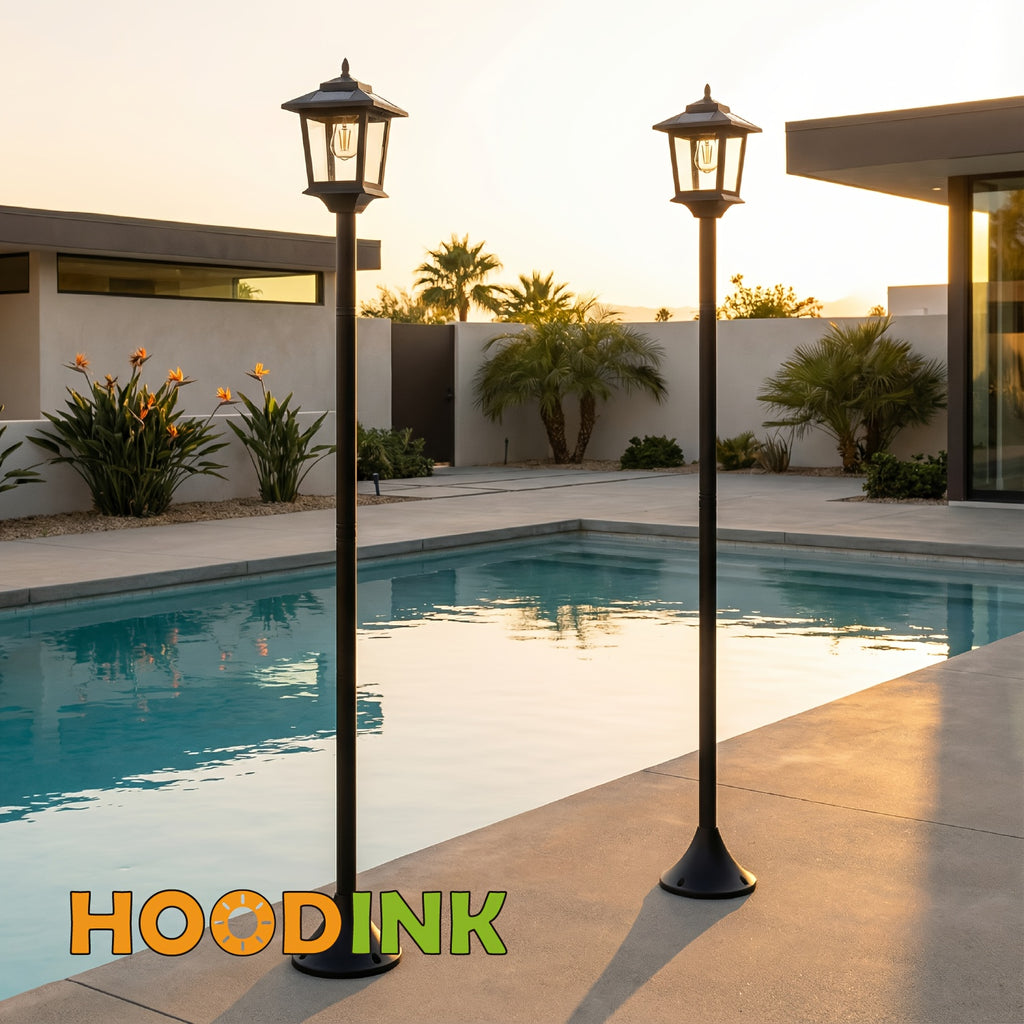 2pcs solar outdoor lamp post pole lights built in lithium