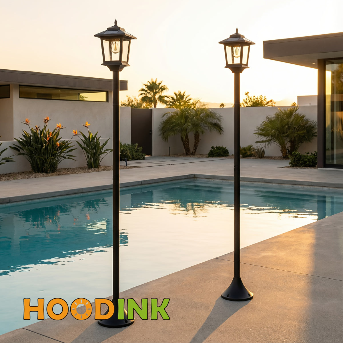 2pcs solar outdoor lamp post pole lights built in lithium