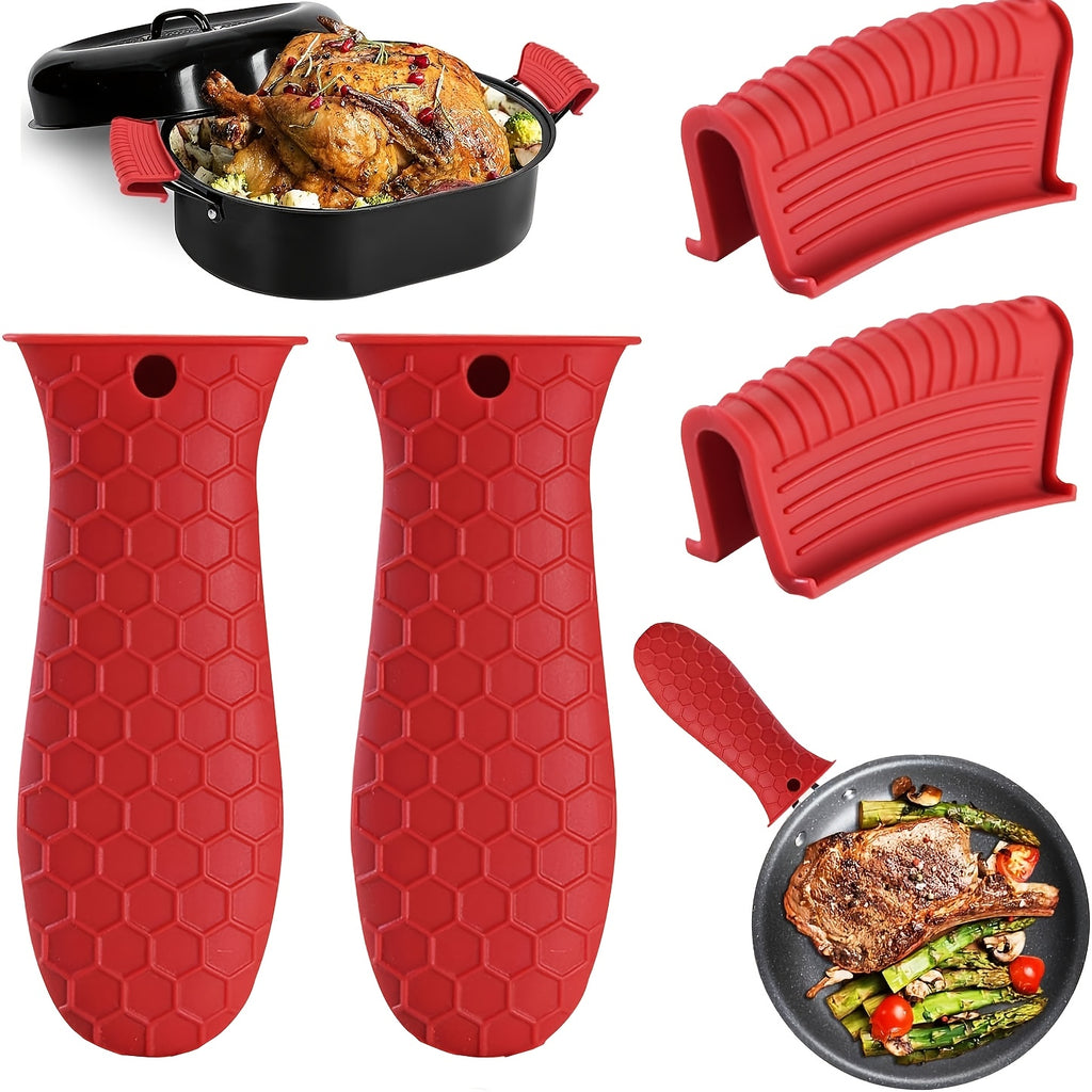 set 4 silicone heat resistant handle covers   handle