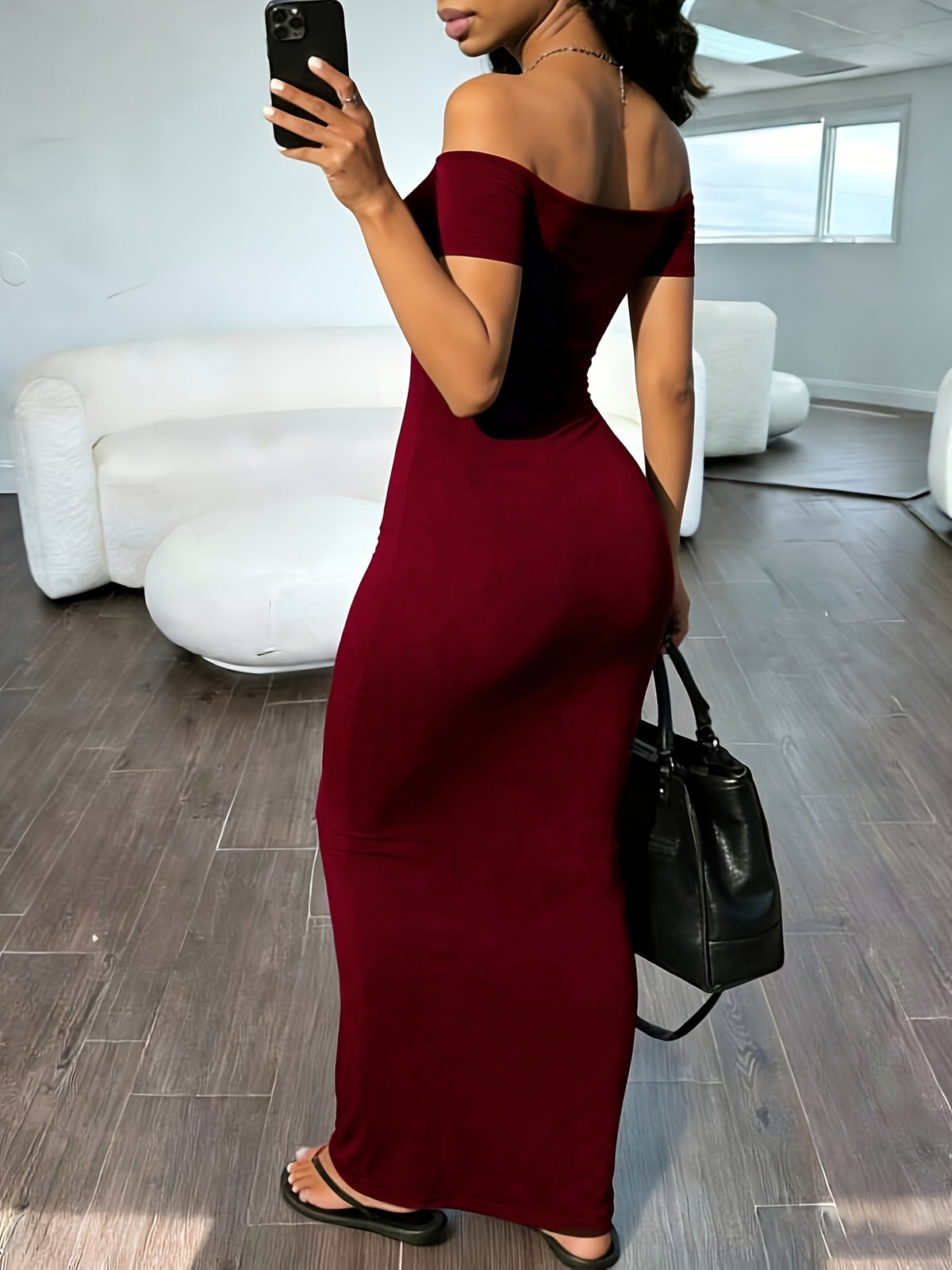 womens solid shoulder short sleeve dress women's clothing