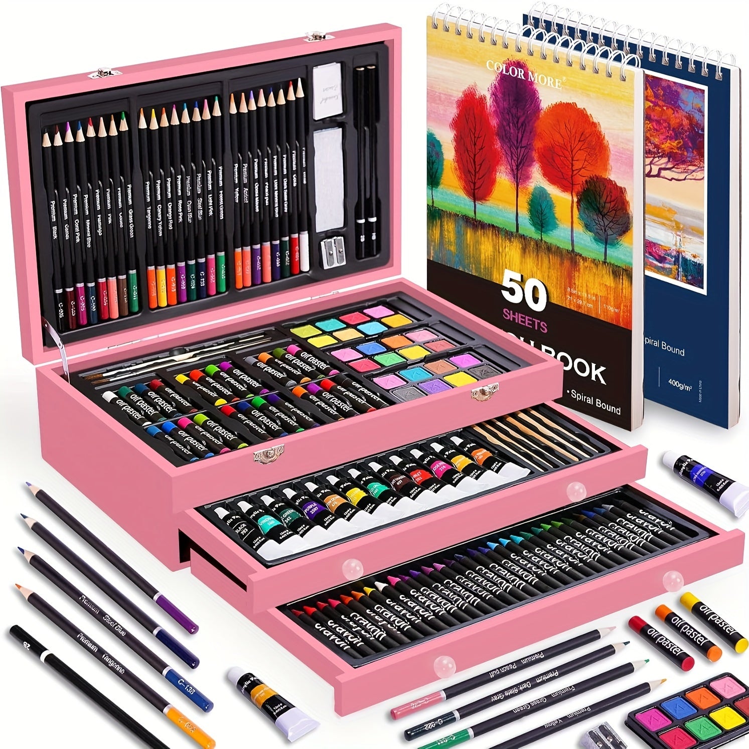 175pcs   set 2 drawing pads crayons acrylic paints