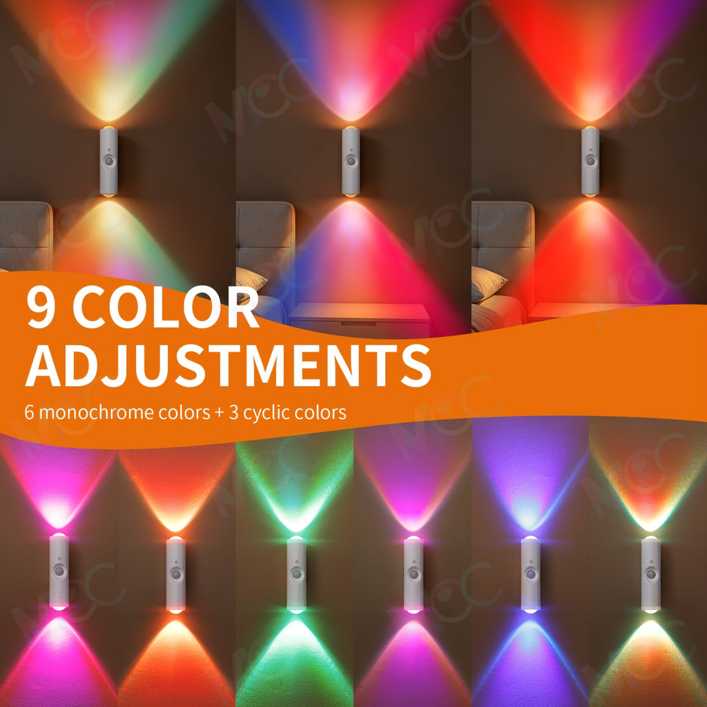 led magnetic night light dual voice motion sensor 9 colors