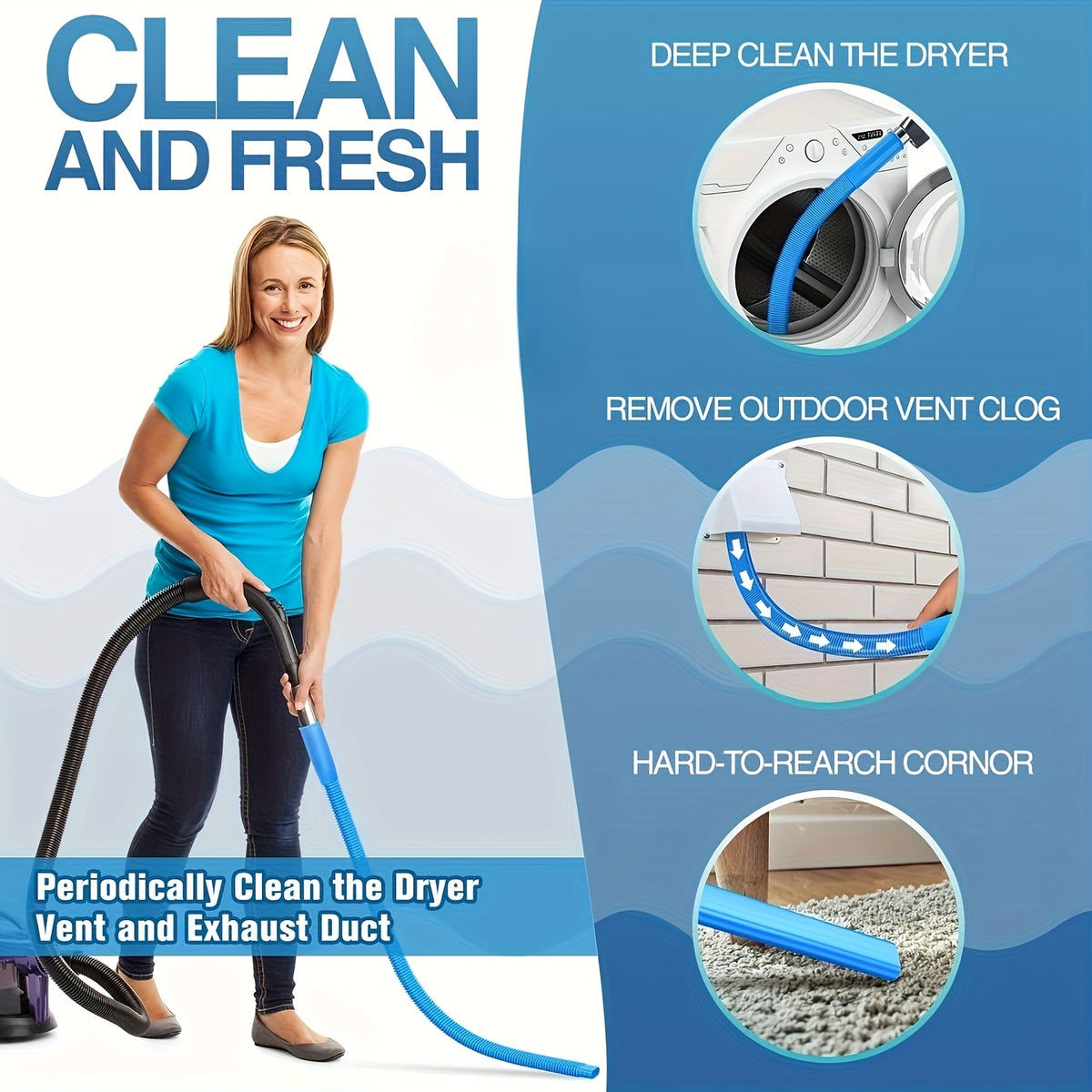 1pc dryer vent cleaner hose flexible lint removal vacuum