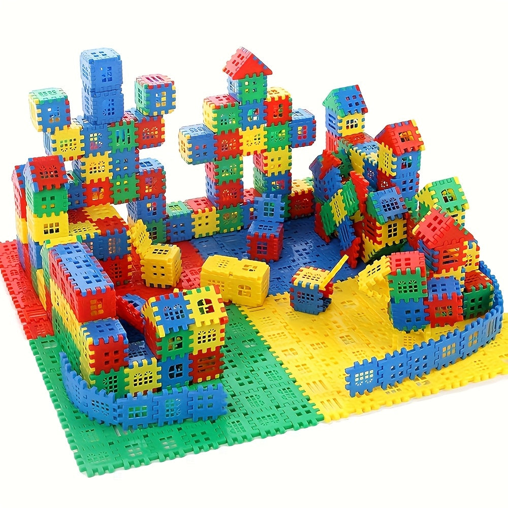 98pcs colorful large house building block set window design