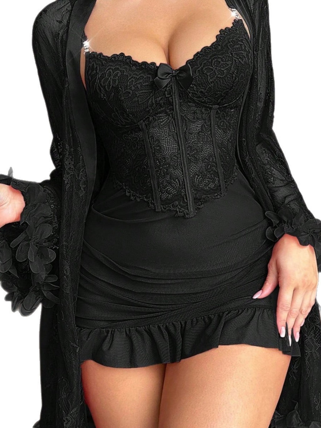 womens     lace camisole dress lace trim robe