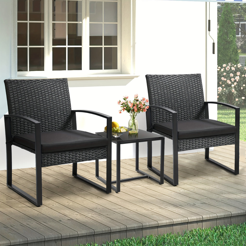 3pcs rattan bistro set outdoor patio furniture conversation