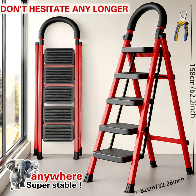 500lbs load bearing folding ladder heavy duty steel step