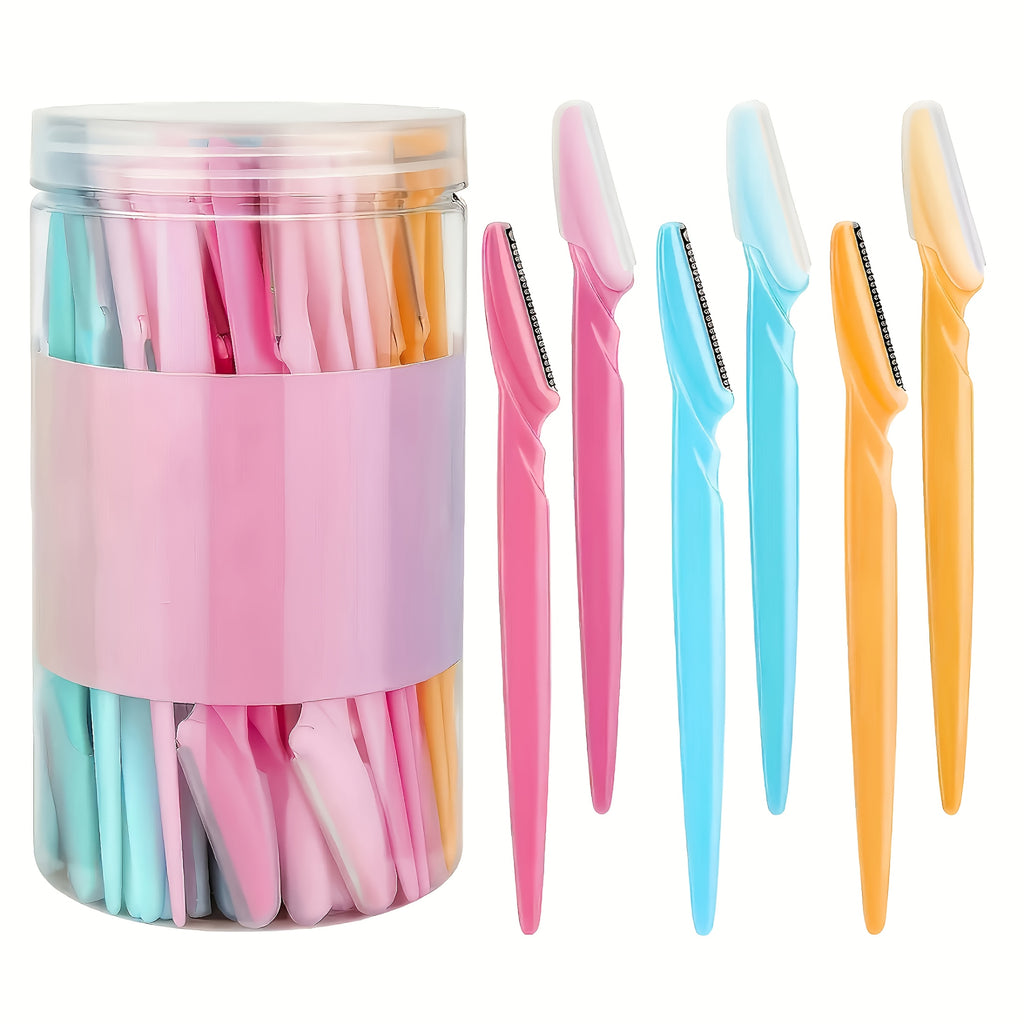 10pcs stainless steel eyebrow razors colors random multi