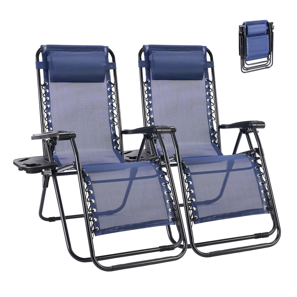2pcs zero gravity patio recliner folding lounge adjustable