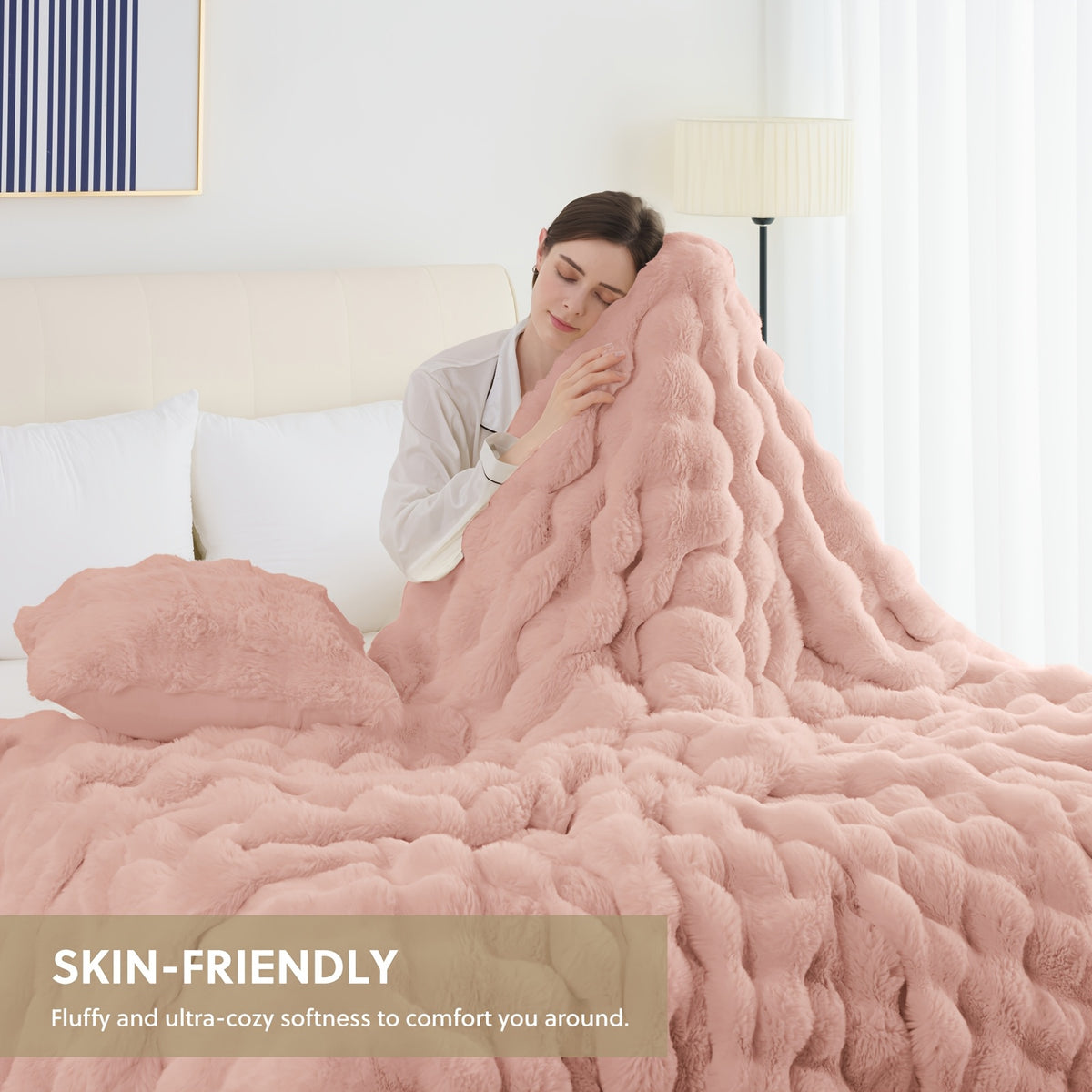 1pc orhopui   rabbit fleece blanket soft warm throw