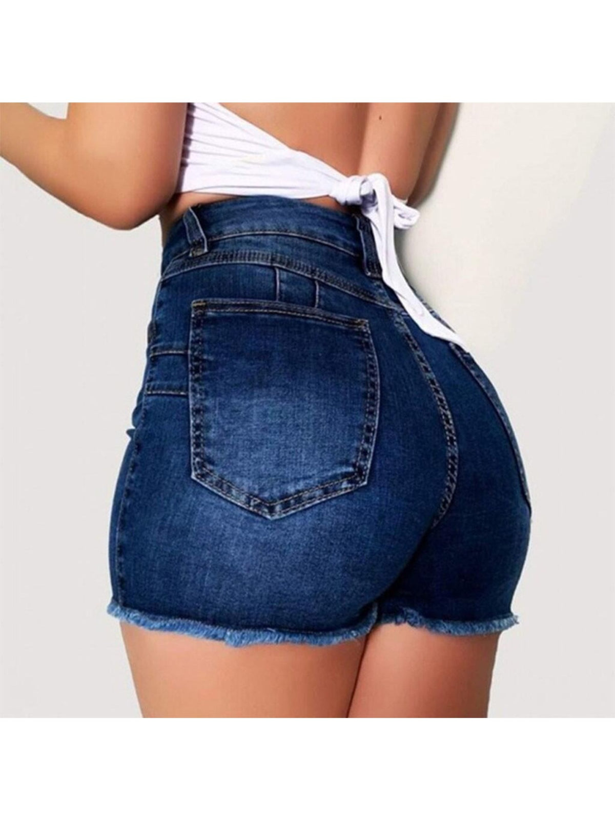 fit ripped denim shorts women stretch high waist