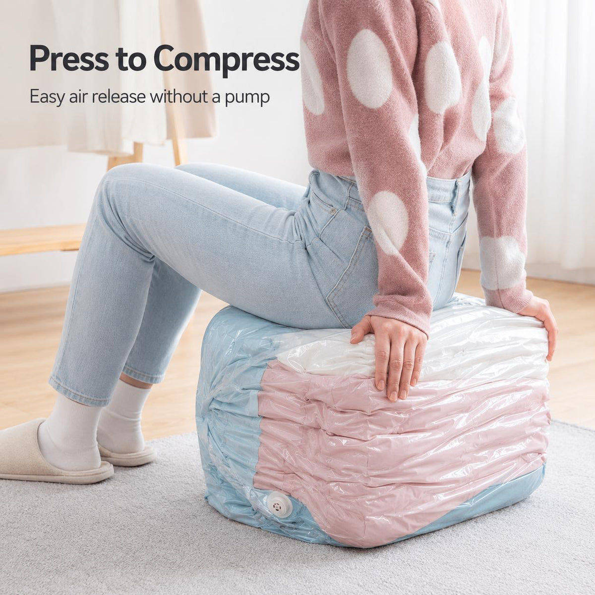 3pcs pump free vacuum storage bags large cubic vacuum